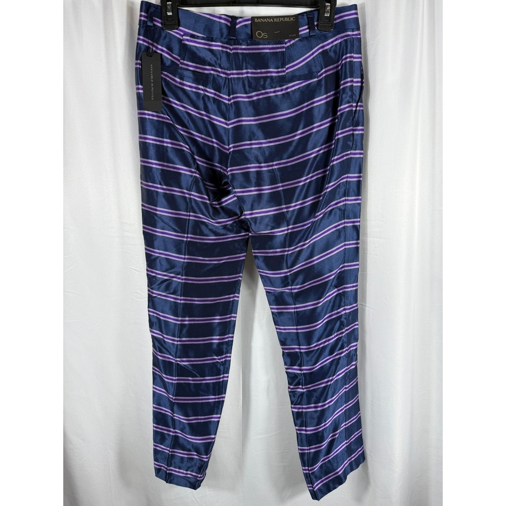 Banana Republic Ryan OS Navy Purple Striped Slim Fit Mid Rise Pants NWT - Picture 4 of 8